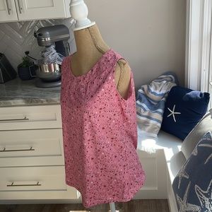 Pink floral sleeveless shirt